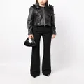 Elie Saab floral-embroidered leather jacket - Black