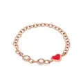Dodo 9kt rose gold Heart diamond chain ring - Pink