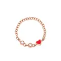 Dodo 9kt rose gold Heart diamond chain ring - Pink