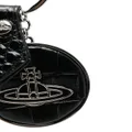Vivienne Westwood Orb logo-plaque leather keyring - Black