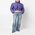 Blumarine funnel-neck cropped puffer jacket - Purple