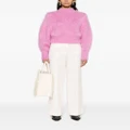SANDRO tweed bouclé straight-leg cotton trousers - Pink
