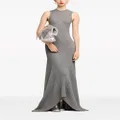 AMI Paris asymmetric ribbed-knit wool dress - Grey