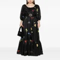 Elie Saab floral-print satin maxi dress - Black