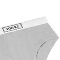 Versace logo-waistband fine-ribbed briefs - Grey