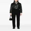 Maje belted cropped leather jacket - Black