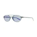 Zegna logo-lettering round-frame sunglasses - Blue
