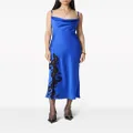 Versace Barocco-lace embellished satin midi dress - Blue
