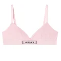 Versace logo-patch cotton-blend bra - Pink