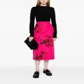 ERDEM floral-print faille pencil skirt - Pink