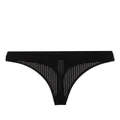 Moschino rubberised-logo perforated thong - Black