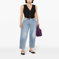 MSGM crystal-embellished mid-rise cropped jeans - Blue