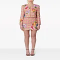Carolina Herrera floral-embroidered tweed miniskirt - Pink