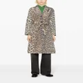 GANNI Leopard Crispy Shell belted coat - Neutrals