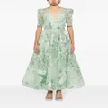 Elie Saab floral-embroidered tulle dress - Green