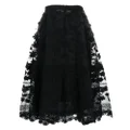 Elie Saab floral-embroidered midi skirt - Black