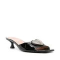 Love Moschino patent-leather open-toe mules - Black