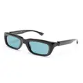 Alexander McQueen skull-appliqué square-frame sunglasses - Blue