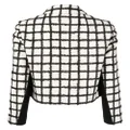 Paule Ka grid-pattern single-breasted blazer - Black