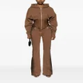 Mugler corset-waist hooded jacket - Brown