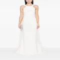 Roland Mouret floral-appliqué cady silk gown - White