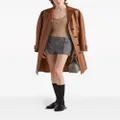 Prada belted leather trench coat - Brown