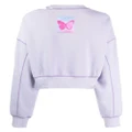 izzue butterfly-print cropped sweatshirt - Purple