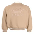 izzue logo-embroidered cotton-blend bomber jacket - Brown