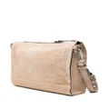 Moschino logo-appliqué leather clutch bag - Neutrals