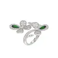 Marchesa 18kt white gold Floral emerald and diamond ring - Silver