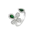 Marchesa 18kt white gold Floral emerald and diamond ring - Silver