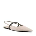 Brunello Cucinelli Monili-chain suede ballerina shoes - Neutrals