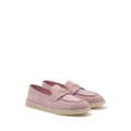 Prada enamel triangle-logo leather loafers - Pink
