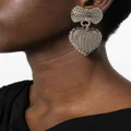 Alessandra Rich heart-pendant drop earrings - Silver