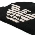 Emporio Armani logo-intarsia ribbed-knit beanie - Black