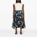 Lanvin abstract-print high-low skirt - Blue
