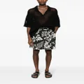 sacai floral-print belted shorts - Black