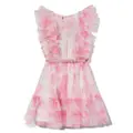 guess kids floral-print ruffled tulle dress - Pink