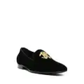 Roberto Cavalli logo-embroidered velvet loafers - Black