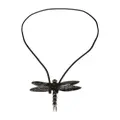 Yohji Yamamoto dragon-fly leather necklace - Black