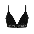Philipp Plein logo-embellished triangle bra - Black