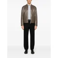 Emporio Armani zip-up leather jacket - Brown