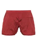 Stone Island Compass-patch crinkled swim shorts - Red