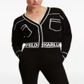 Karl Lagerfeld logo-intarsia cropped cardigan - Black