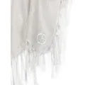 Giorgio Armani embroidered-logo frayed scarf - Grey