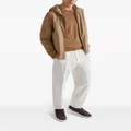Zegna hooded zip-front leather jacket - Neutrals