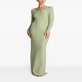 St. John twill-knit V-neck gown - Green