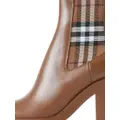 Burberry Check Panel 70mm leather ankle boots - Brown