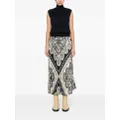 SANDRO paisley-print pleated skirt - Neutrals