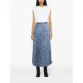 SANDRO paisley-print pleated midi skirt - Blue